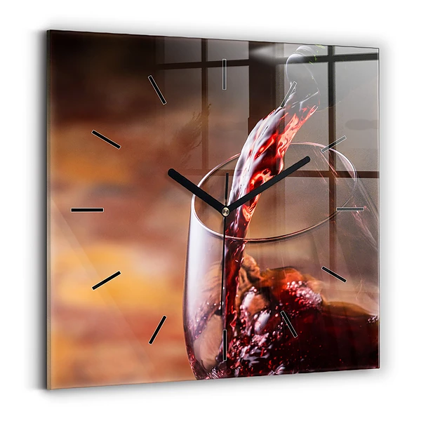 Wanduhr quadratisch mit motiv Weinglas