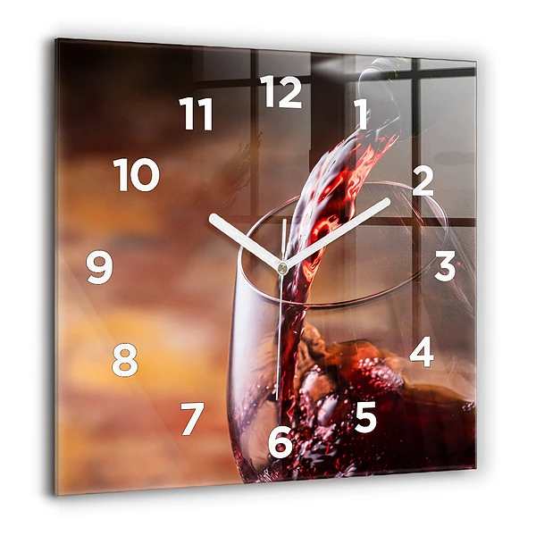 Wanduhr quadratisch mit motiv Weinglas