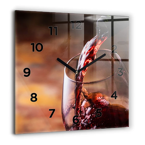 Wanduhr quadratisch mit motiv Weinglas
