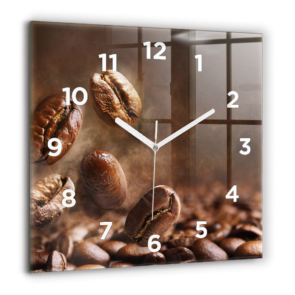 Wanduhr modern quadratisch Kaffeebohnen