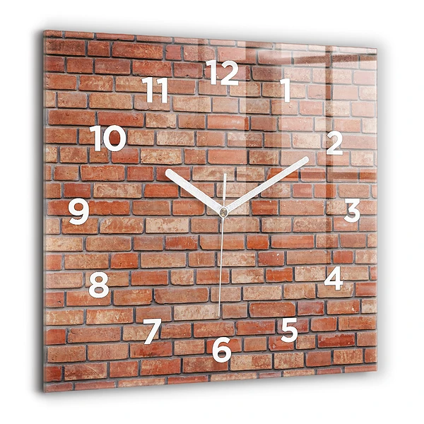 Wanduhr modern quadratisch Backsteinmauer