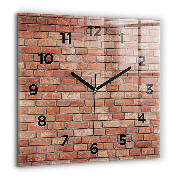 Wanduhr modern quadratisch Backsteinmauer
