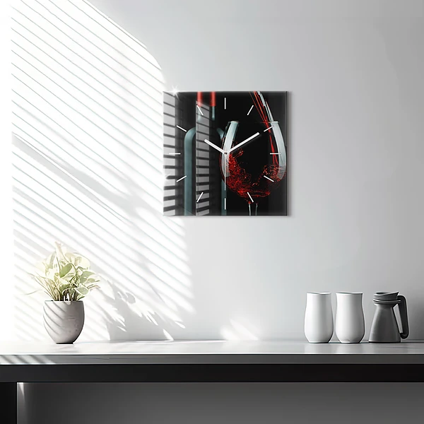 Wanduhr quadratisch mit motiv Weinflasche