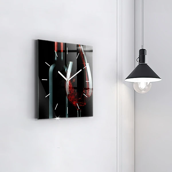 Wanduhr quadratisch mit motiv Weinflasche