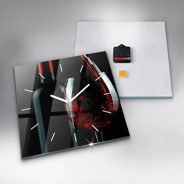 Wanduhr quadratisch mit motiv Weinflasche