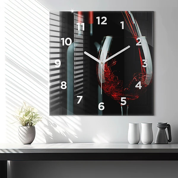 Wanduhr quadratisch mit motiv Weinflasche