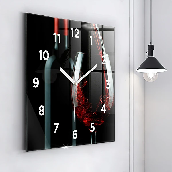Wanduhr quadratisch mit motiv Weinflasche