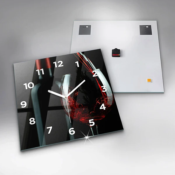 Wanduhr quadratisch mit motiv Weinflasche
