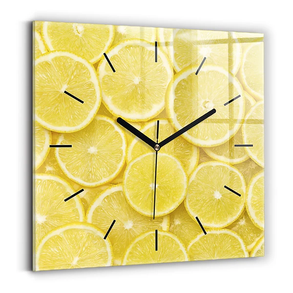 Wanduhr quadratisch mit motiv Zitronenscheiben