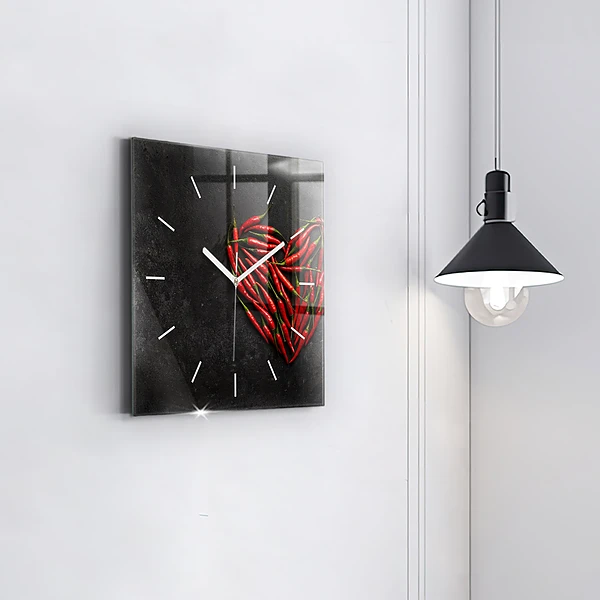 Wanduhr quadratisch mit motiv Herz aus Pfefferminz