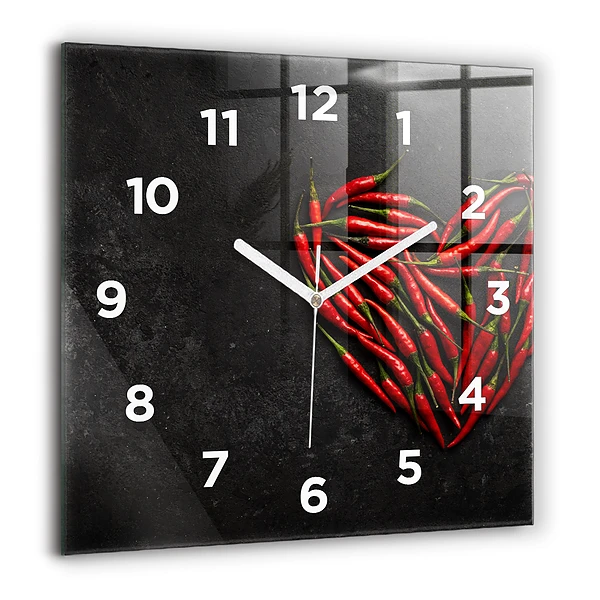 Wanduhr quadratisch mit motiv Herz aus Pfefferminz