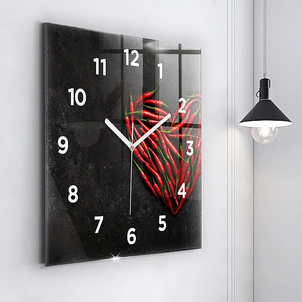 Wanduhr quadratisch mit motiv Herz aus Pfefferminz