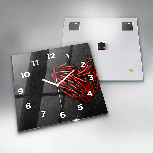 Wanduhr quadratisch mit motiv Herz aus Pfefferminz