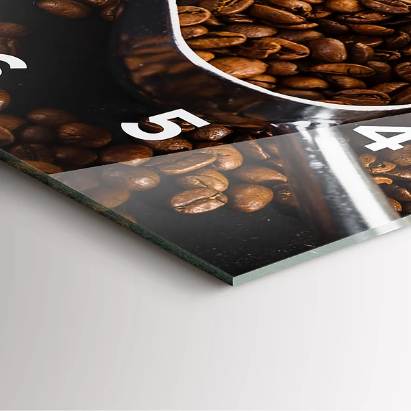 Wanduhr quadratisch mit motiv Sack mit Kaffeebohnen