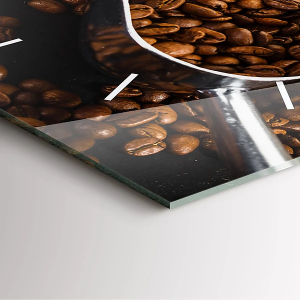 Wanduhr quadratisch mit motiv Sack mit Kaffeebohnen