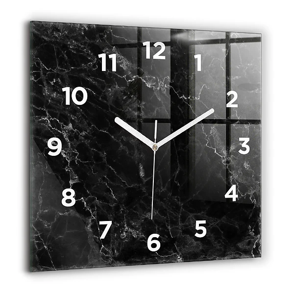 Wanduhr quadratisch Dunkler Marmor