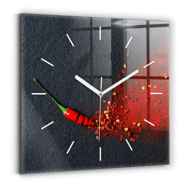 Wanduhr quadratisch mit motiv Roter Pfeffer als Gewürz