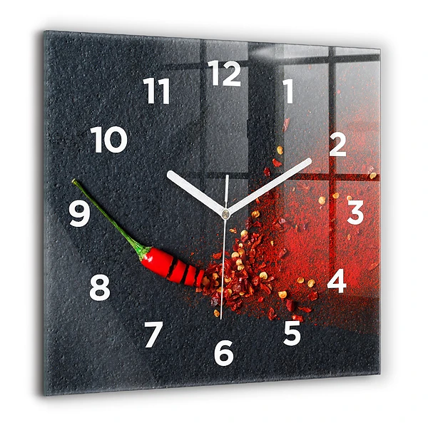 Wanduhr quadratisch mit motiv Roter Pfeffer als Gewürz