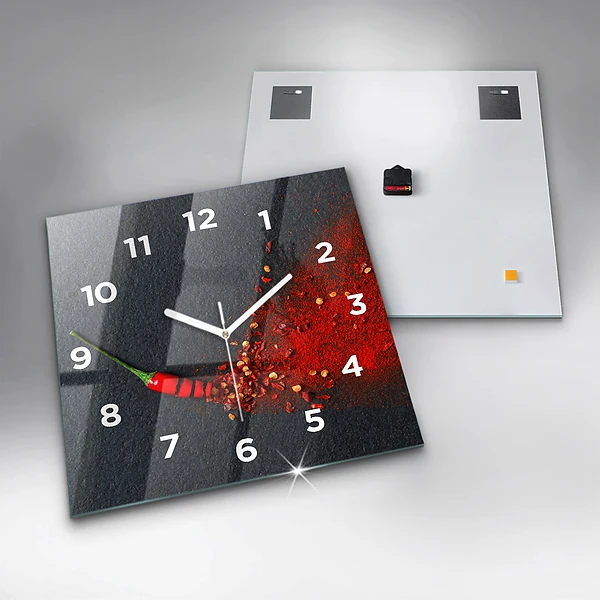 Wanduhr quadratisch mit motiv Roter Pfeffer als Gewürz
