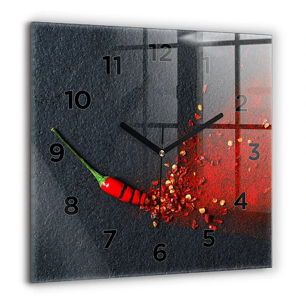 Wanduhr quadratisch mit motiv Roter Pfeffer als Gewürz