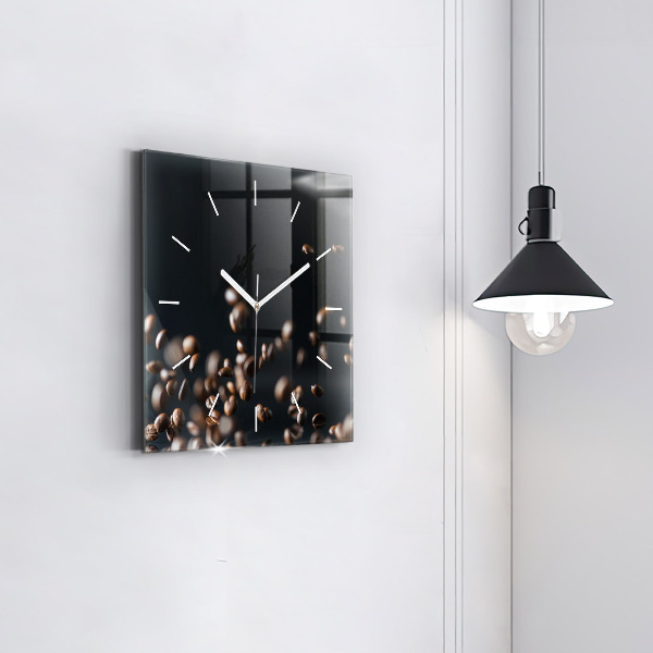 Wanduhr modern quadratisch Kaffeebohnen