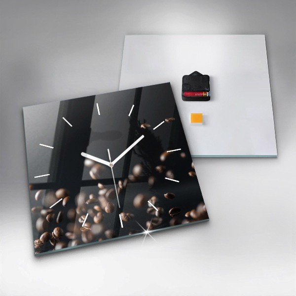 Wanduhr modern quadratisch Kaffeebohnen