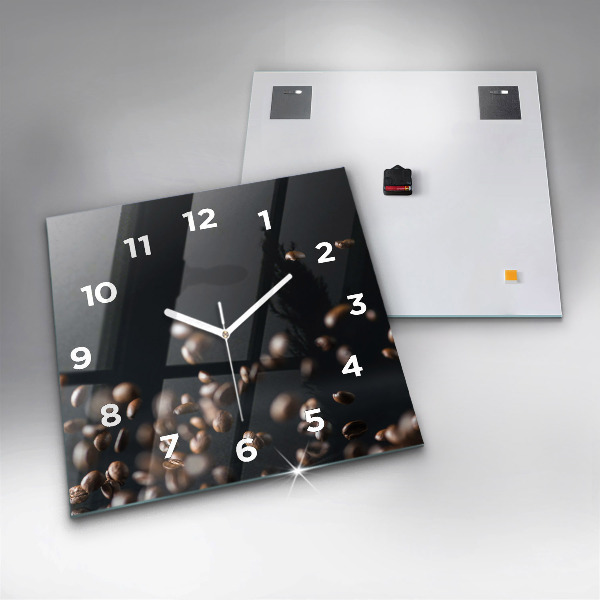 Wanduhr modern quadratisch Kaffeebohnen