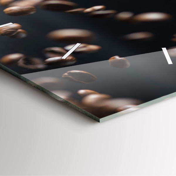 Wanduhr modern quadratisch Kaffeebohnen