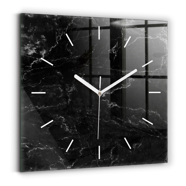 Wanduhr modern quadratisch Schwarze Murmel