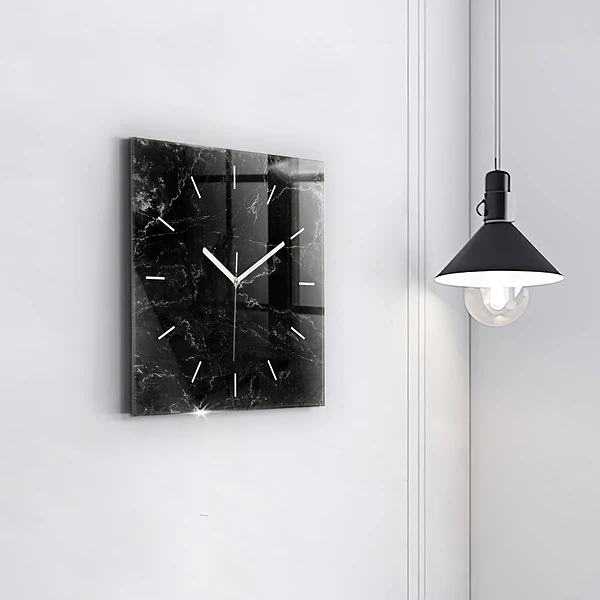 Wanduhr modern quadratisch Schwarze Murmel