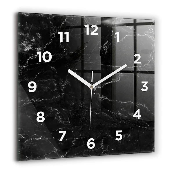 Wanduhr modern quadratisch Schwarze Murmel