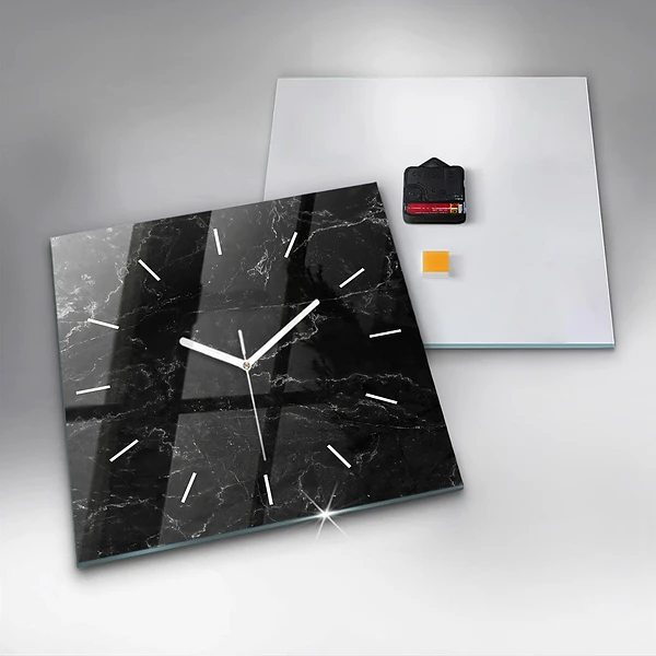 Wanduhr modern quadratisch Schwarze Murmel