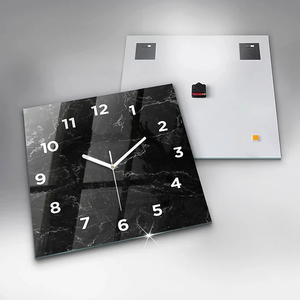 Wanduhr modern quadratisch Schwarze Murmel