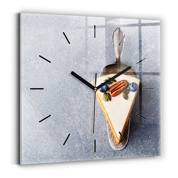 Wanduhr quadratisch mit motiv Ein Stück Kuchen
