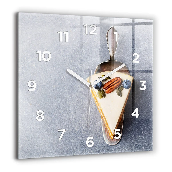 Wanduhr quadratisch mit motiv Ein Stück Kuchen