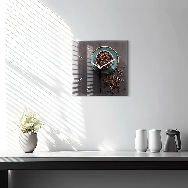 Wanduhr quadratisch mit motiv Tasse Kaffee