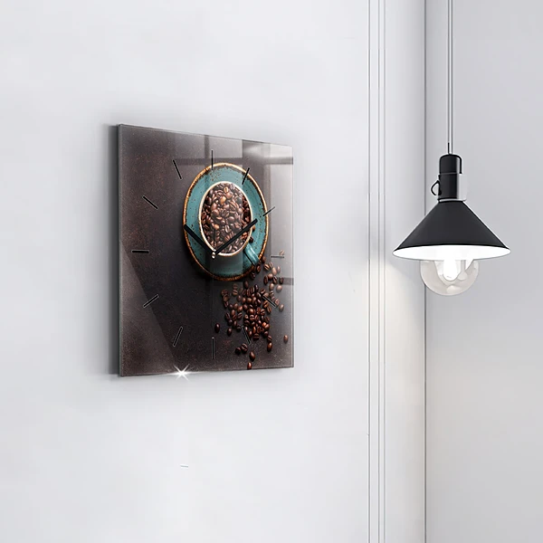 Wanduhr quadratisch mit motiv Tasse Kaffee