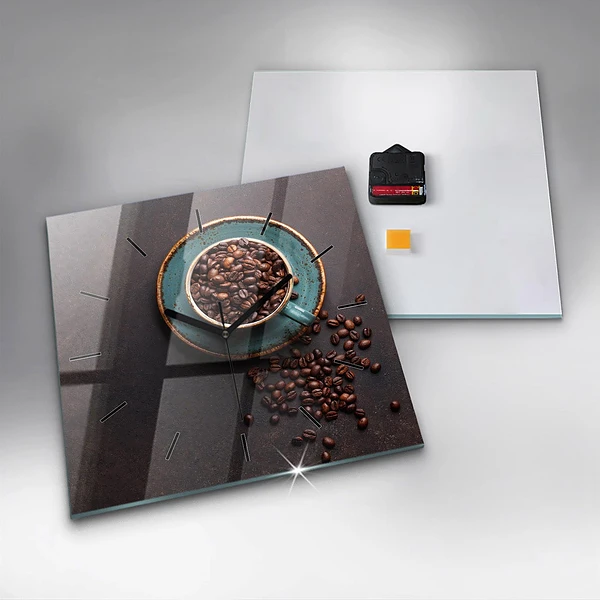 Wanduhr quadratisch mit motiv Tasse Kaffee