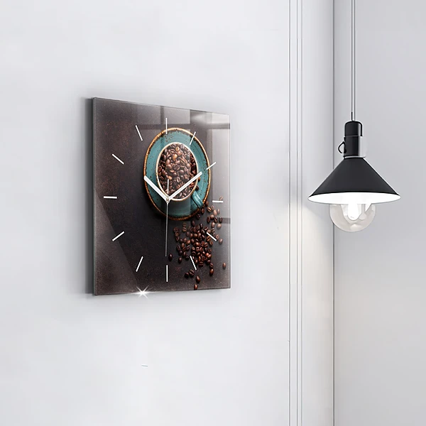 Wanduhr quadratisch mit motiv Tasse Kaffee