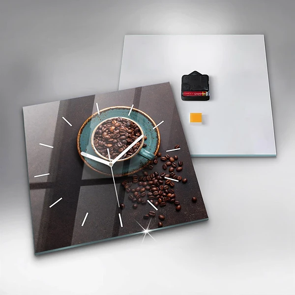 Wanduhr quadratisch mit motiv Tasse Kaffee