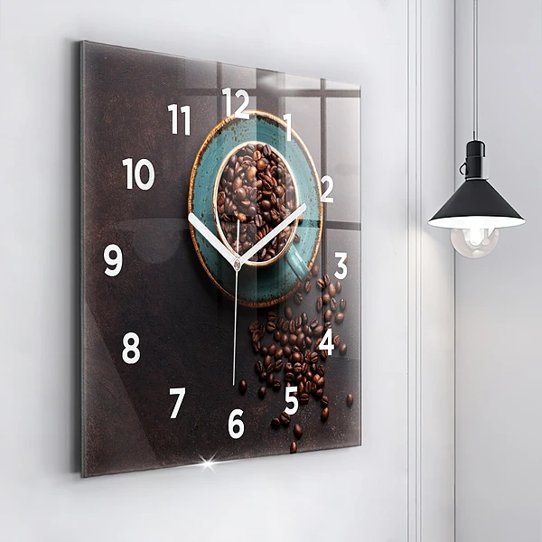 Wanduhr quadratisch mit motiv Tasse Kaffee