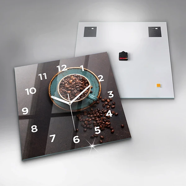 Wanduhr quadratisch mit motiv Tasse Kaffee