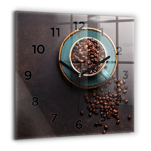 Wanduhr quadratisch mit motiv Tasse Kaffee