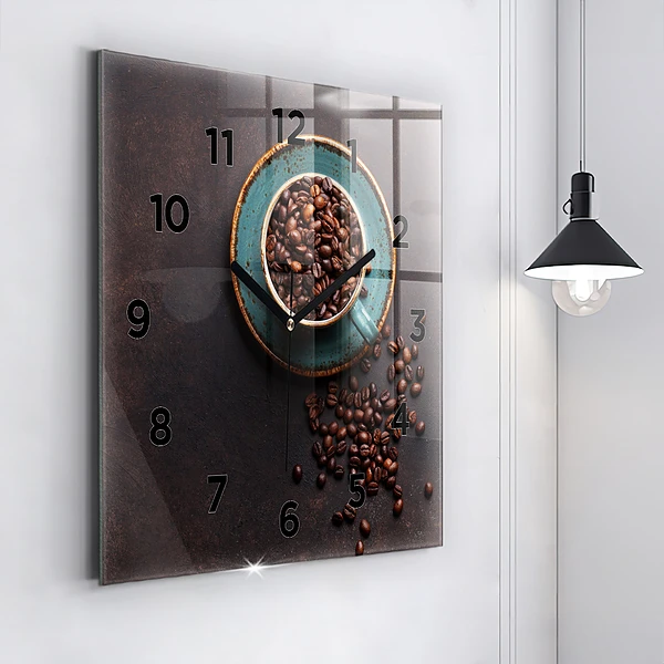 Wanduhr quadratisch mit motiv Tasse Kaffee