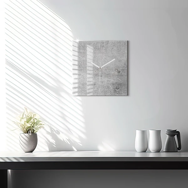 Wanduhr modern quadratisch Rohe Wand
