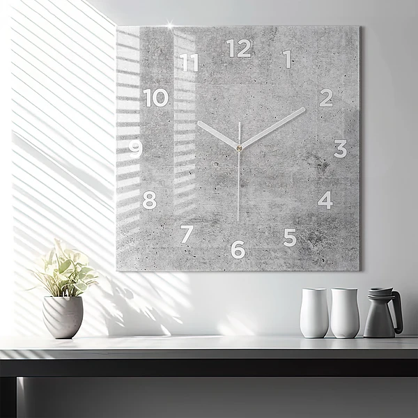 Wanduhr modern quadratisch Rohe Wand
