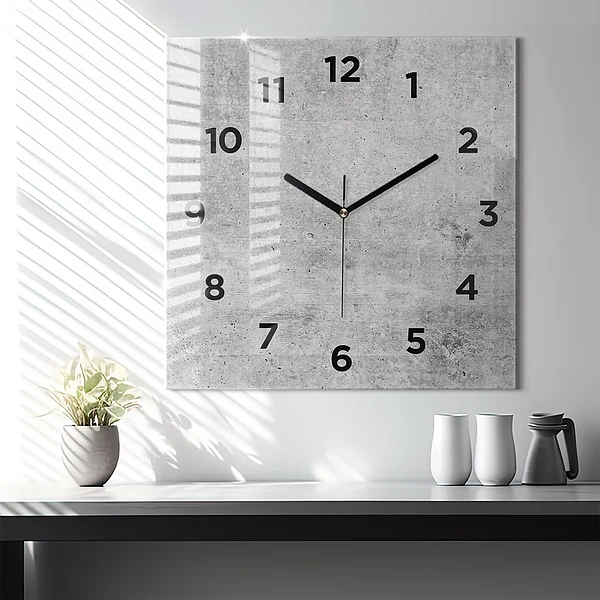 Wanduhr modern quadratisch Rohe Wand