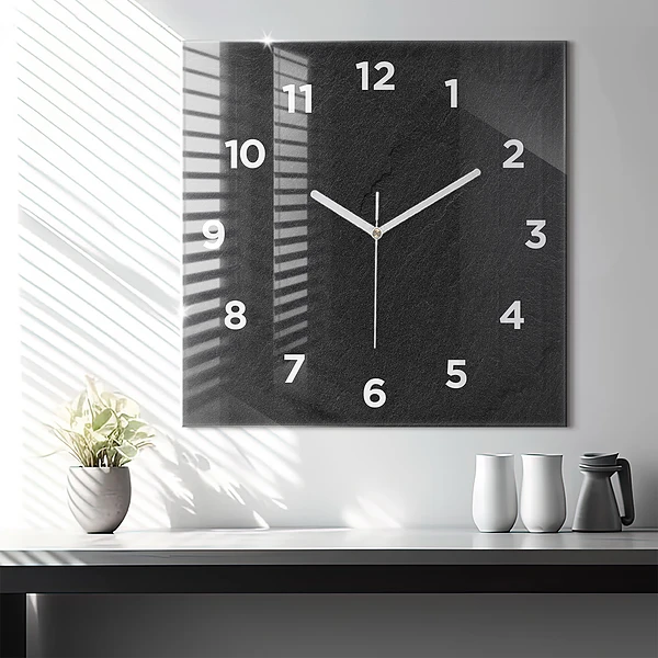Wanduhr quadratisch Dunkler Felsen