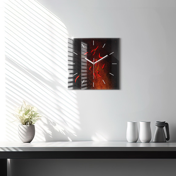 Wanduhr quadratisch mit motiv Chili-Schoten