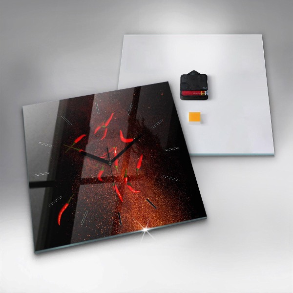 Wanduhr quadratisch mit motiv Chili-Schoten